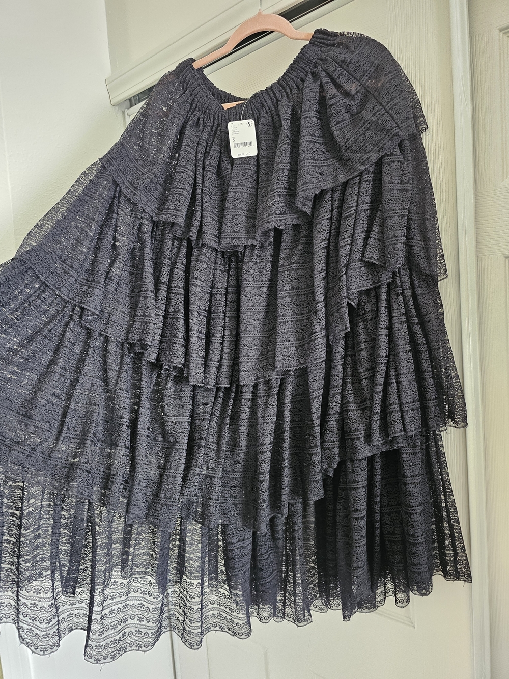 Free People "Lets Go Girls" Lace Tiered Maxi Skirt